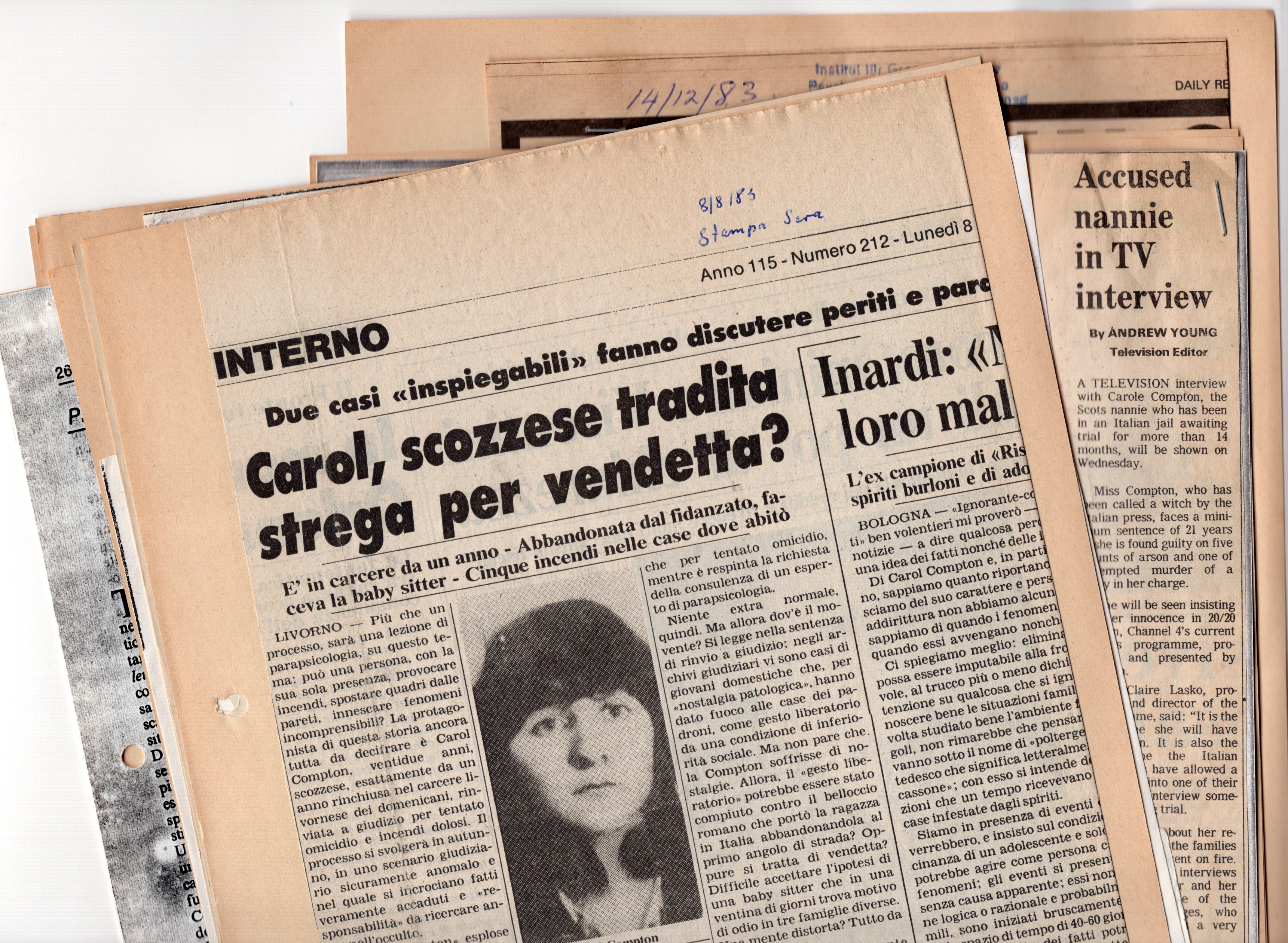 Zeitungsausschnitte zum Fall Carole Compton (Archiv des IGPP)