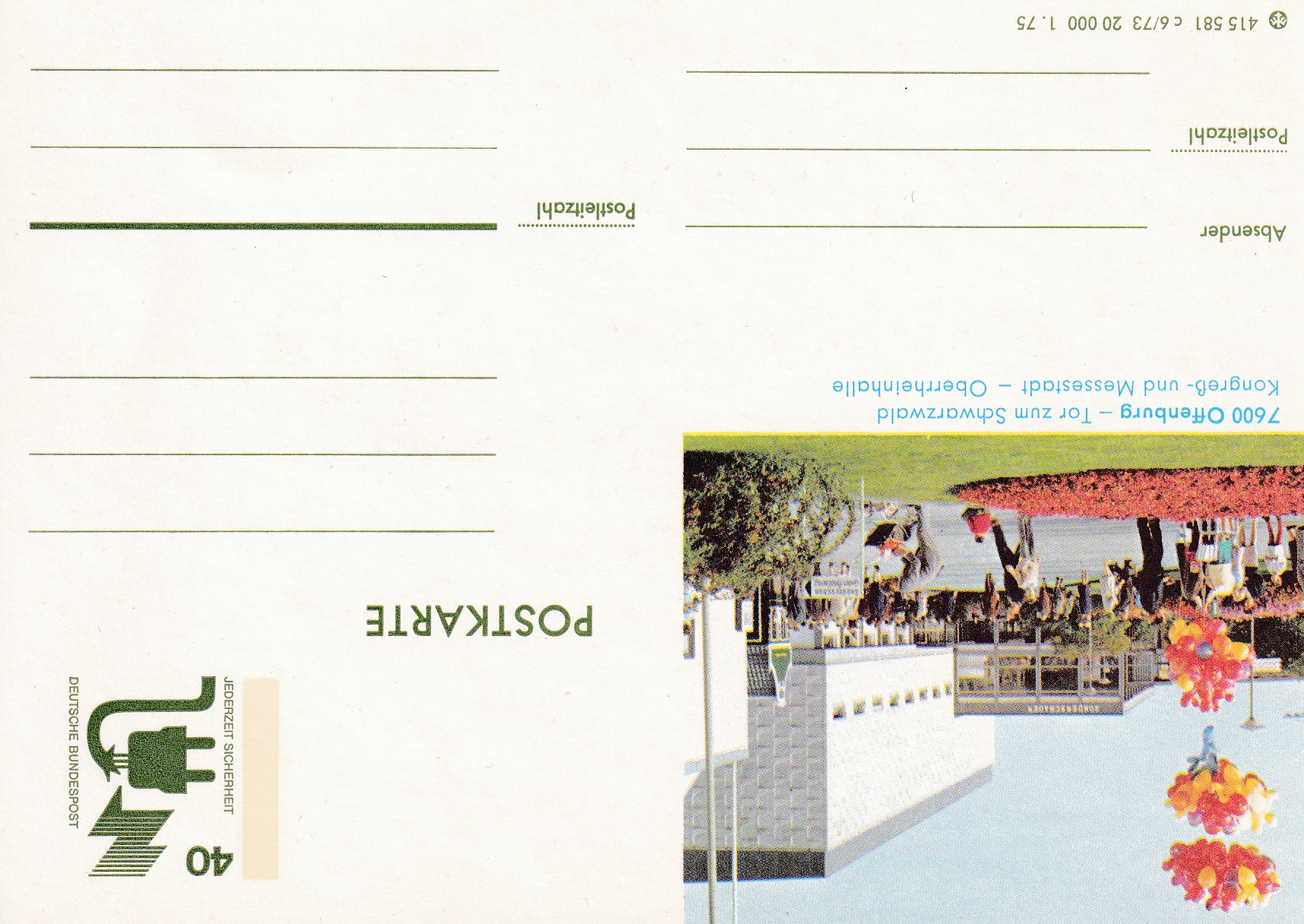 Bildpostkarte mit Motiv Oberrheinhalle 1970er Jahre (Archiv des IGPP)