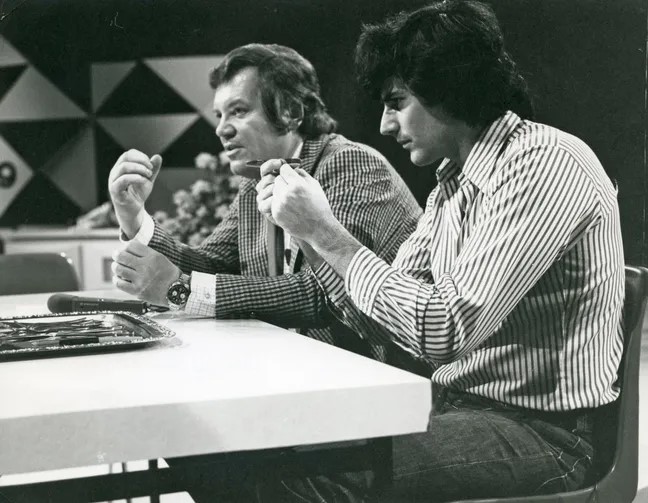 Proben-Foto der TV-Sendung "Drei mal Neun" am 17.1.1974 (ZDF)